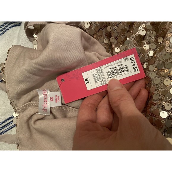 Xhilaration Fab Ladies Gold Nude Sequin Dress Cocktail Party Size XSmall NWT! - Picture 6 of 8